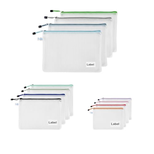 Pochettes zippées contre les feuilles froissées, tri de documents A4 A5 transparent