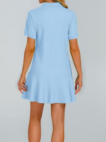 Image of YEXPINE Polo Dress for Women Short Sleeve Ruffle Hem Golf Tennis Summer Mini Dresses