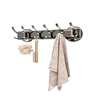 GHYFFF 2 Pack Coat Rack Wall Mount Hooks,Suction Cup Design Metal Coat Hooks with 5 Hook for Hanging Coats, Bags, and Towels in Entryway, Livingroom, Bedroom, Bathroom, and Kitchen