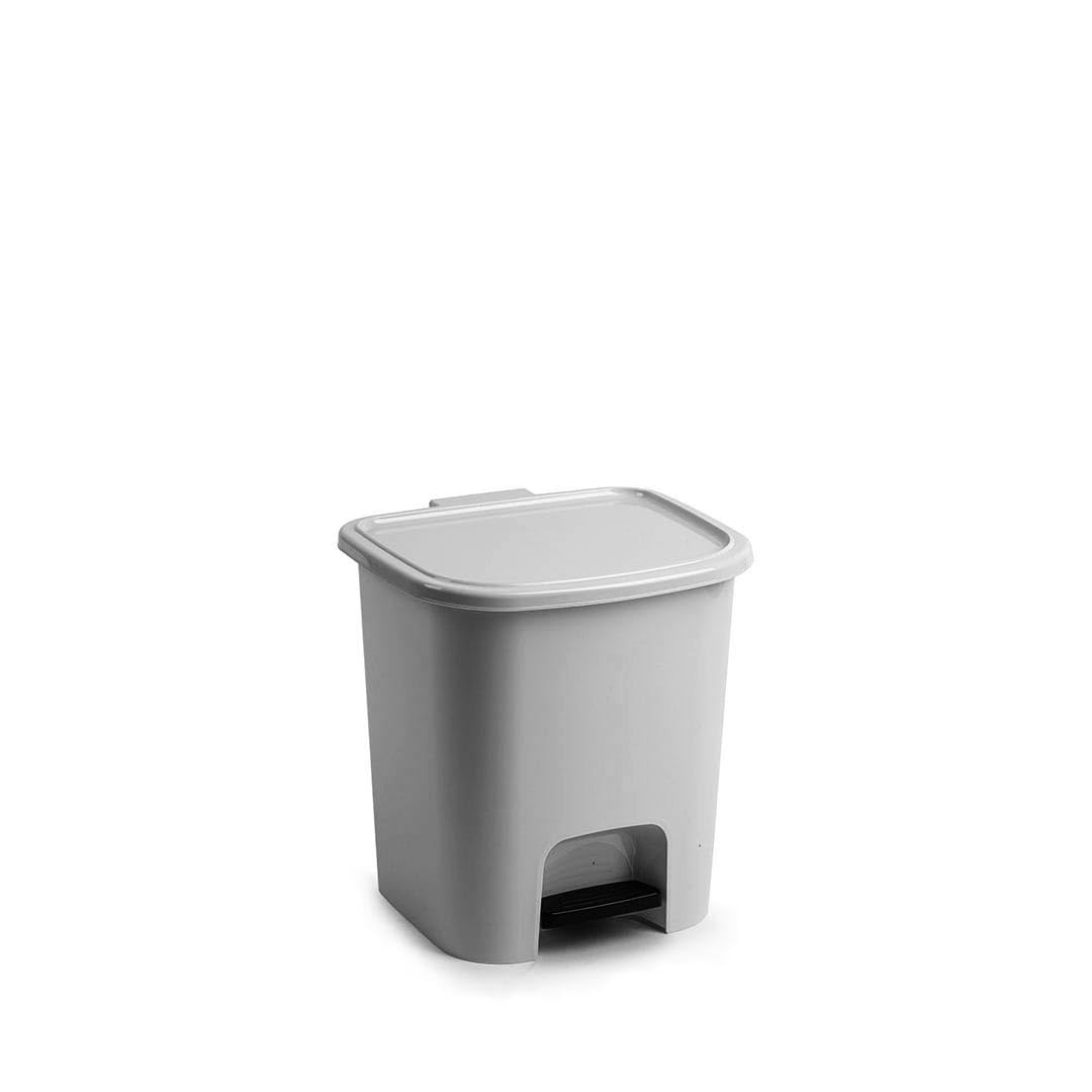 Muddy Hands 7.5 Litre Plastic Foot Pedal Bin Small Bedroom Bathroom Rubbish Recycling Waste Dustbin (Light Grey)