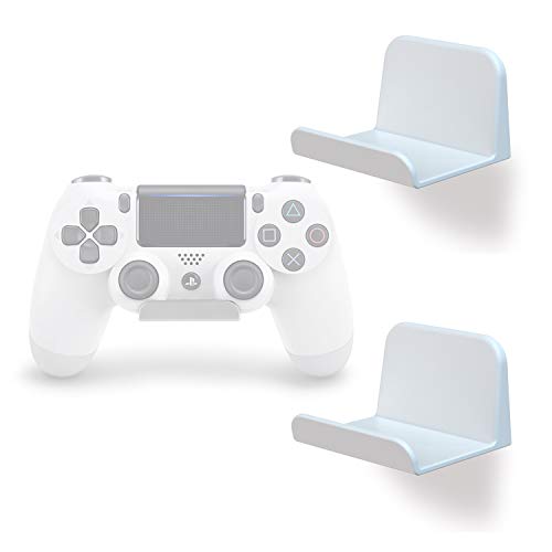 REEYEAR Game Controller Holder Self Adhesive Tape Stick on Wall Mount for Universal PS4 Xbox One Steam/Nintendo Switch/PC Video Game Controller/ Switch Ring Stand Hanger Headset Holder 2 Pack White