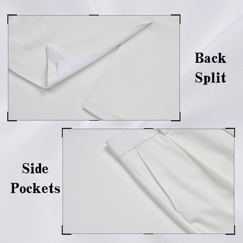 Mens White Suit 2 Piece Slim Fit Tuxedo Set One Button Notch Lapel Blazer & Bell Bottom Jeans, Ideal for Wedding, Prom4