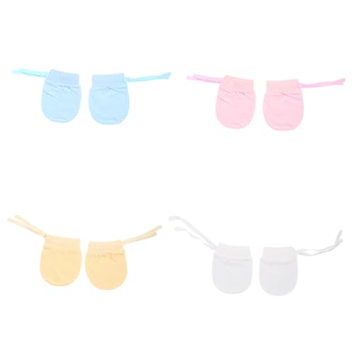 4pairs Gloves of Soft Cotton Mittens for Scratch Resistant Gloves Easy Tieback Design