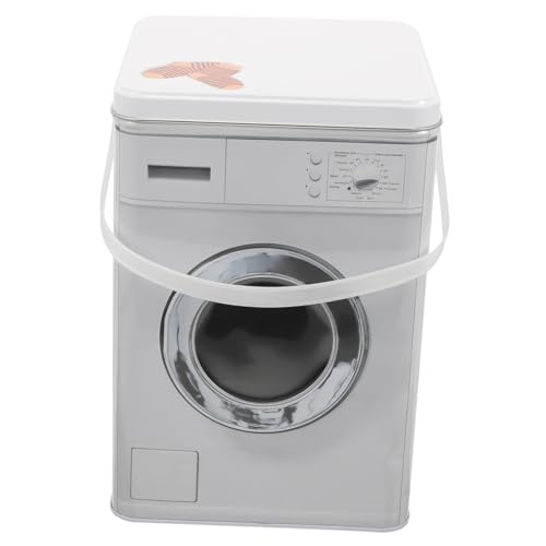 Beaupretty 洗濯機型 洗濯粉収納ボックス 多機能ランドリーパウダー容器 家用アイアン製サンドリーズストレージ グレー
