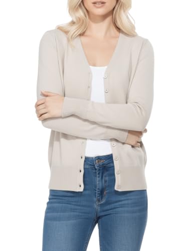 Image of YEMAK Women's Knit Cardigan Sweater - Long Sleeve V-Neck Basic Classic Casual Button Down Knitted Soft Lightweight Top