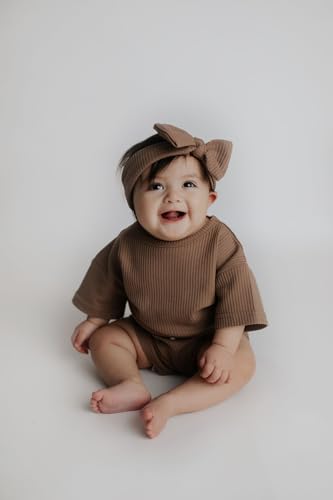 Three Little Tots- Waffle Knit Knotted Headband Bow (Cocoa Sands)2