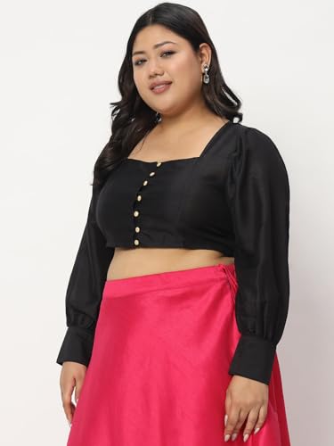 Image of studio rasa Women's Plus Size Chroma Button Down Crop Top for Wedding Festive Party
