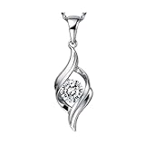 Stfery Collar de oro blanco de 9 K/14 K/18 quilates, collar con colgante de línea de diamantes cultivados en laboratorio solitario para mujer, 40+5cm, Metal, Diamante cultivado en laboratorio.