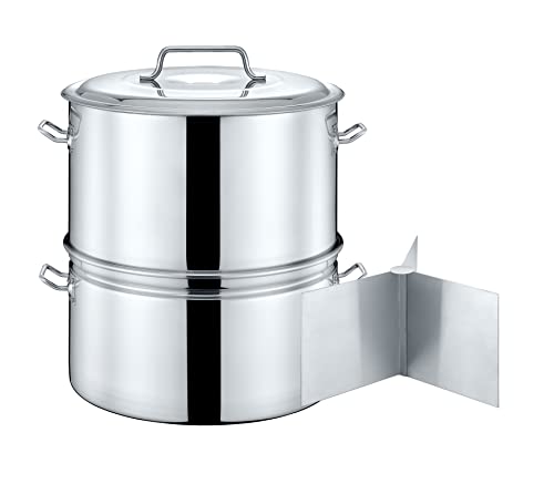 Extra Large Outdoor Stainless Steel Stock Pot Steamer and Braiser Combo for Seafood (100 QT)