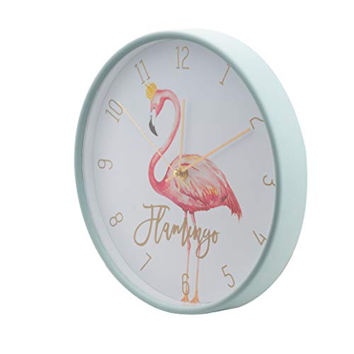 LUUK LIFESTYLE Original and minimalist quartz wall clock with pink flamingo and second hand, minimalist design, silent movement, kitchen clock, vintage living room clock, housewarming gift, green - Image 4