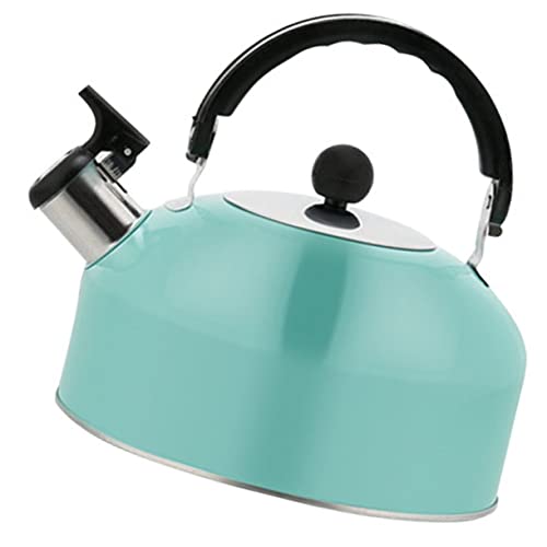 HEALLILY Bouilloire sifflante en acier inoxydable avec bec verseur anti-goutte et poignée ergonomique pour plaques à gaz et à induction, pratique pour la maison et le bureau, bleu ciel