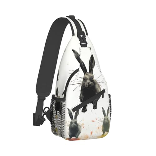 Bolso bandolera unisex con diseño de conejos para exterior miniatura 2