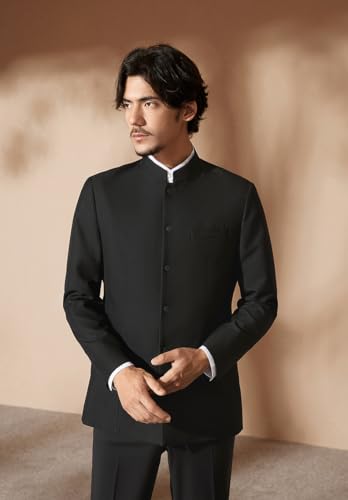 Men's Two Pieces Suit Formal Daily Stand Collar Jacket & Pants4