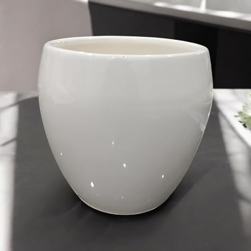Image of Ceramic Planter Pot with Spiral Design, 17.78cm Height, White Planter Vase for Indoor Plants, Living Room Office Gardens (7 inch) Round (Apple Pot)