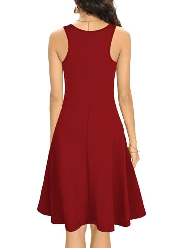 Image of Missufe Women's Sleeveless Racerback Flared Casual Plain Tank Dress