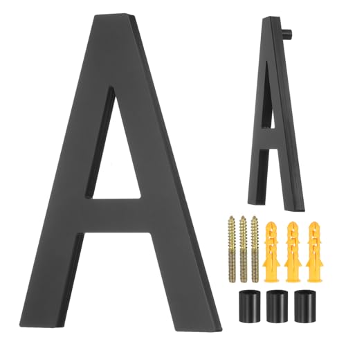 QUARKZMAN Lettres Flottantes pour Maison, 6 Pouces Lettres Adresse Moderne en Acrylique pour Exterieur avec Kit de Clous pour Panneau Boite aux Lettres Maison Bureau Rue (Lettre A, Noir)