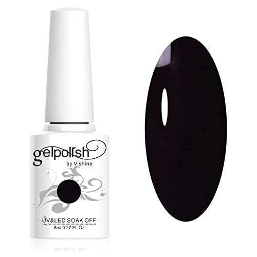 Vishine Esmalte de uñas semi-permanent Soak Off UV LED Gel Polish Nail Gel Manicura, Negro (687)