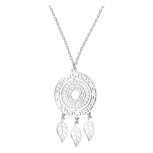 Sofia Milani - Collier pour Femme en Argent 925 - avec Pierre de Zircon - avec Pendentif en Forme d'Ornements Attrape-rêves - N0802