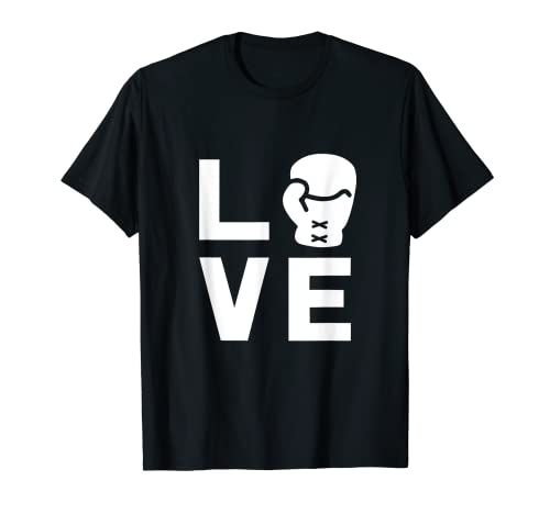 Love With Boxing Glove Cool Boxer T Shirt presente t-shirt, Preto, S