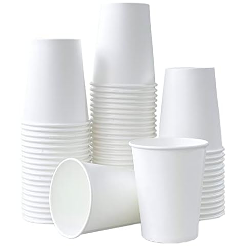 Yuxitia White Disposable Paper Cups, 60pcs White Paper Cups For DIY Wedding Party Picnic BBQ Travel and Event 8OZ (White) Cover