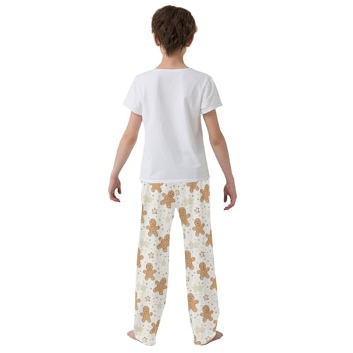 Boys' Pants Star Gingerbread Man White Long Bottoms Jogger Pants Elastic Waist Trousers with Pockets S-XL3