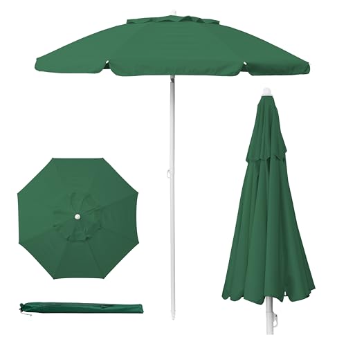 PICNIC TIME 5.5 Ft Portable Beach Umbrella, Lightweight UV Protection Sunshade with Tilt Pole & Carry Bag, Outdoor Canopy Umbrella for Beach, Sand, Pool, Patio, Camping, Travel, or Backyard Shade, (Hunter Green)