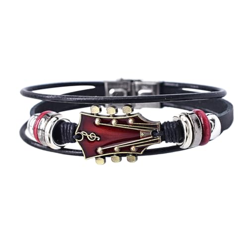 Poludatly Pulsera de cuero para guitarra, pulsera de guitarra tejida a mano,...