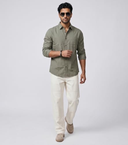 Image of Amazon Brand - INKAST Men Solid Cotton Shirt | Casual Wear | Basic Essential Plain Everyday & Office Wear | Full Sleeve | Regular Fit
