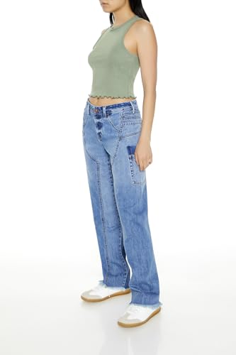 Forever 21 Women's Low-Rise Straight Cargo Jeans3