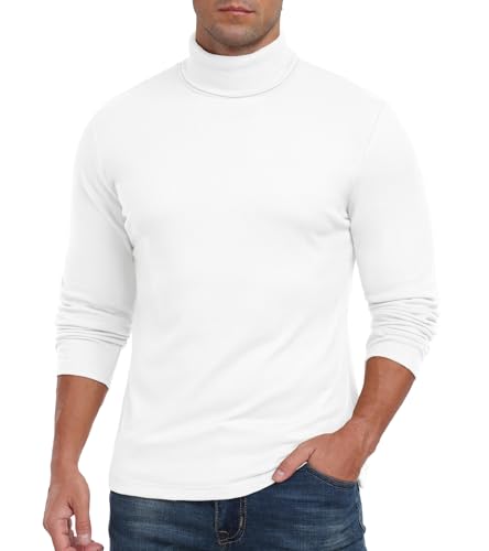 Askdeer Men's Turtleneck Long Sleeve Shirts Thermal Underwear Tops Basic Pullover Sweater Tees3