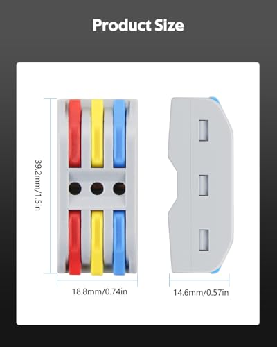 Image of ALITOVE 50pcs Electrical Connectors 3 Port Quick Connect Wire Connector | Compact Inline Terminals, 3 in 3 Out Butt Splice Connector, for Electrical Wire Splicing Project, 28-12 AWG