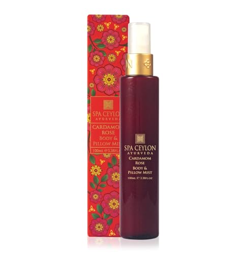 SPA CEYLON Cardamom Rose Body and Pillow Mist | Refreshing Skin Care Spray with Witch Hazel and Himalayan Rose | Non-Oily Fragrance Mist for All Skin Types