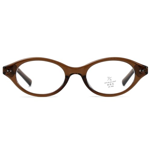 Image of Retro Oval Glasses Frame Men Tr90 Korean Style Women Small Glasses Anti Blue Light Acetate Temple