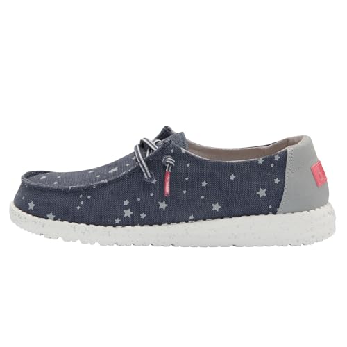 Image of HEYDUDE Girl's Wendy Youth Cat Eye Navy Size 3 | Girl's Shoes | Girl's Lace Up Loafers | Comfortable & Light-Weight