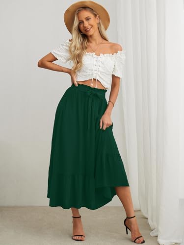 KORSIS Women's Maxi Skirt Casual A Line High Waisted Tied Adjustable Flowy Elegant Vocation Beach Long Skirt with Pocket3