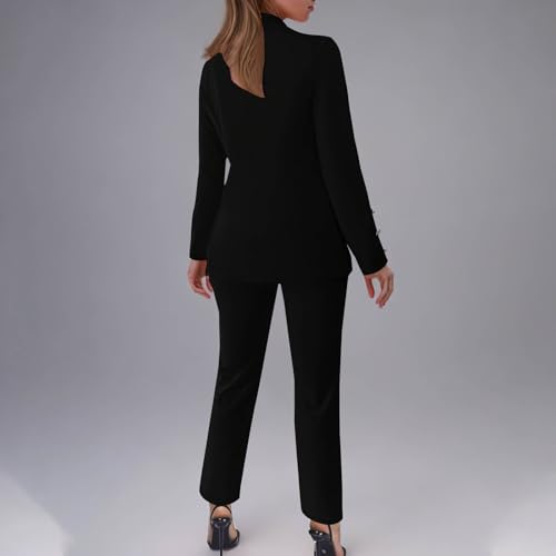 Business Outfits for Women Professional Button Down Blazer Dressy Casual Pant Suits Wide Leg Pant Suit 2 Piece Sets3