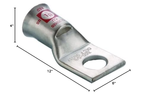 Image of Morris 94622 Short Barrel Flex Cable Compression Lug, Copper, 1 /0 Wire Range, 3 /8 Stud, 1.83-inch Length, Pink, 2-Pack