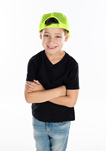 Funky Junque Toddler Flat Brim Trucker Hat - Neon Yellow/White: Small (12-24 Months) #TOP7