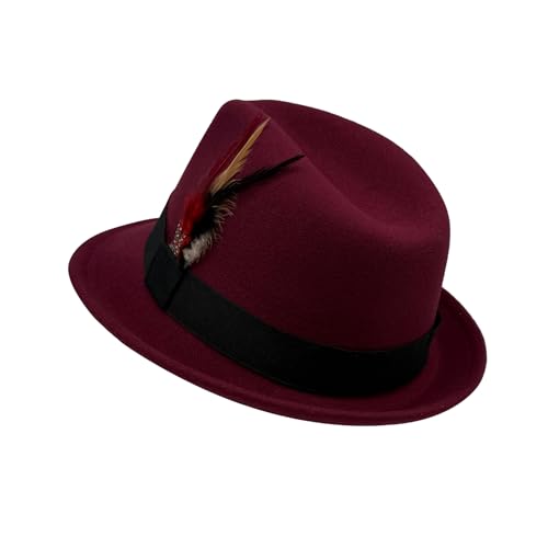 Image of Unisex Trilby Hats Classic Fedora Hats for Women Men Dress Hats Felt Short Brim Fedoras Hat Panama Hat with Band