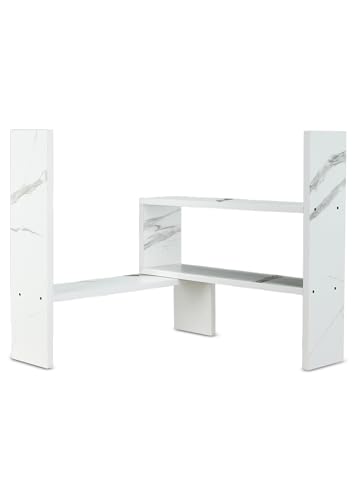 Image of SBF Furniture Adjustable Book Shelf /Book Stand /Book Rack Desktop Storage Organizer | Spice Rack - Foldable - Engineered Wood (White) DIY(Do-It-Yourself)