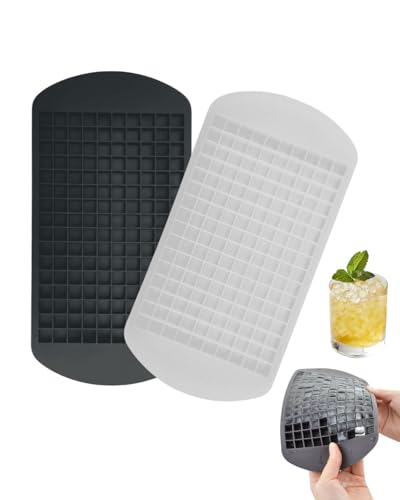 JEXOWIQ 2 pcs Moldes de Silicona,Mini Cubitos de Hielo Moldes,para 160 Cubitos de Hielo,Hielo de 1 x 1 cm,para Cocina, Bar, Fiesta, Vino, Cócteles, Cerveza, Cola, Zumo, Apilable y Reutilizable