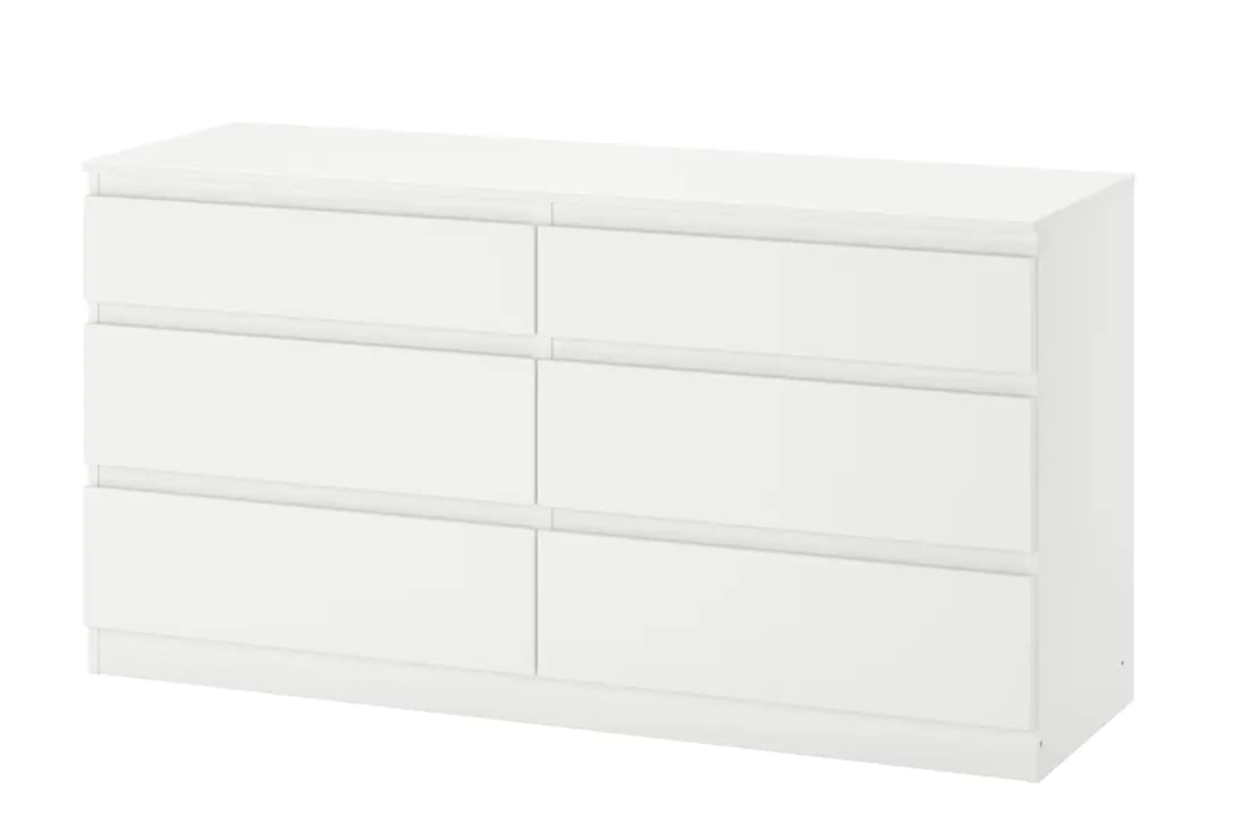 MARIAS KOMMERCE Polished Wood Kullen Chest Of 6 Drawers, White140X72 Cm (55 1/8X28 3/8 ")
