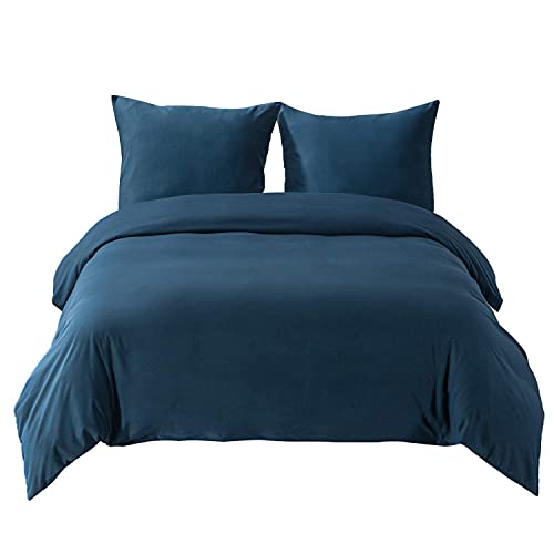 BEDSURE Bettwäsche 135x200 2teilig Marineblau - 1 Bettbezug 135x200 cm + 1 Kissenbezug 80X80 cm, ÖKO-TEX Bettwäsche-Sets Blau Polyester Mikrofaser...