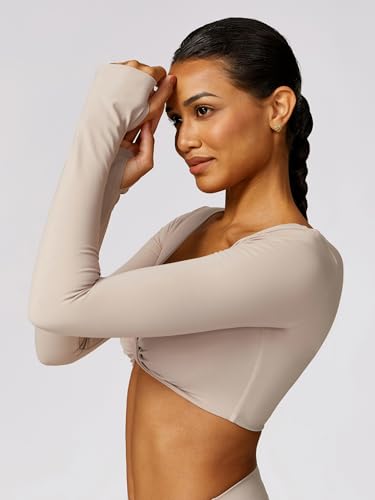 2 Piece Workout Sets for Women Long Sleeve Crop Tops and Yoga Pants Outfits High Waist Flared Leggings Gym Sets3