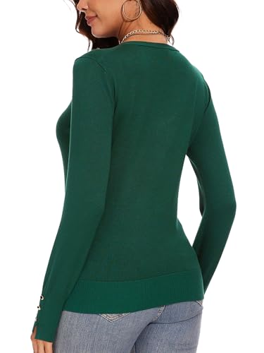 Image of Spicy Sandia Women's V Neck Pullover Sweaters with Dressy Cuffs
