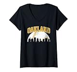 Photo Gallery donna vintage oakland skyline città gameday retro vintage cali maglietta con collo a v Photo Gallery donna vintage oakland skyline città gameday retro vintage cali maglietta con collo a v