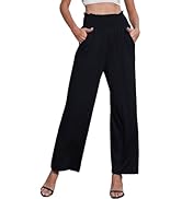 Yutdeng Weite Hose Damen Sommerhose High Waist mit Taschen Leicht Luftig Weites Bein Palazzo Hose...