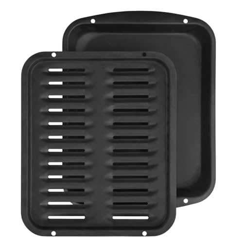 Broiler Pan for Oven Nonstick 16.75” x 13” Ceramic Coated - Broiling Pan for Oven Withstands Heat up to 550° F - Heavy Duty Broil Pans and Rack Circulate Heat and Drain Fat