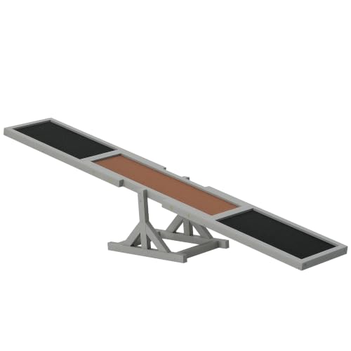 PawHut Wooden Dog Agility Seesaw for Exercise 71' L x 12' W x 12' H Gray