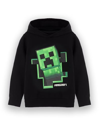 Minecraft Sudadera con Capucha para niños | Sudadera con Capucha Negra con gráfico Creeper para niños y Adolescentes | Saltador de Sprites del Juego | Sudadera con diseño de Bloque desplegable